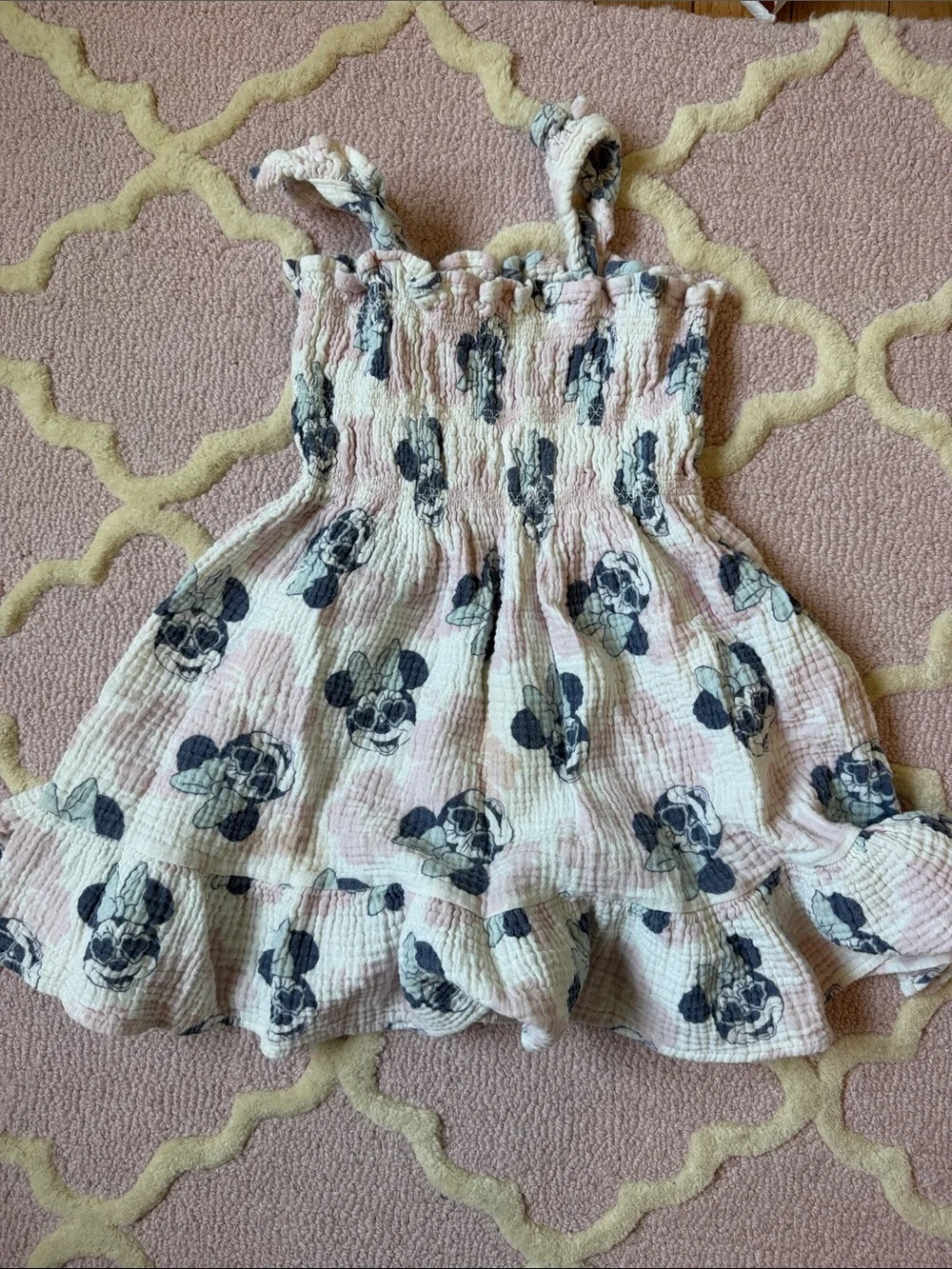 Disney Light Pink and Navy Minnie Mouse Smocked Sundress